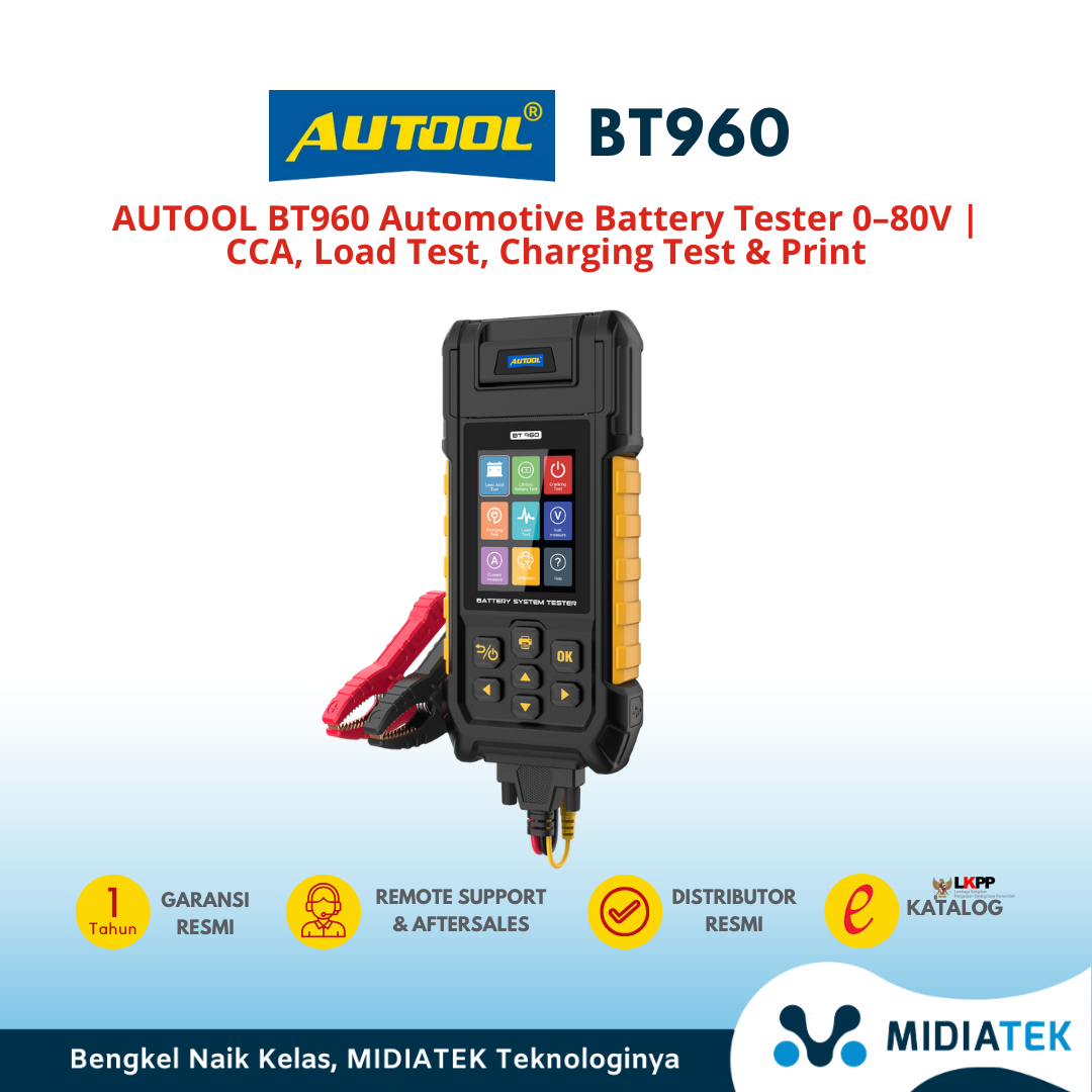 AUTOOL BT960 Automotive Battery Tester 0–80V | CCA, Load Test, Charging Test & Print
