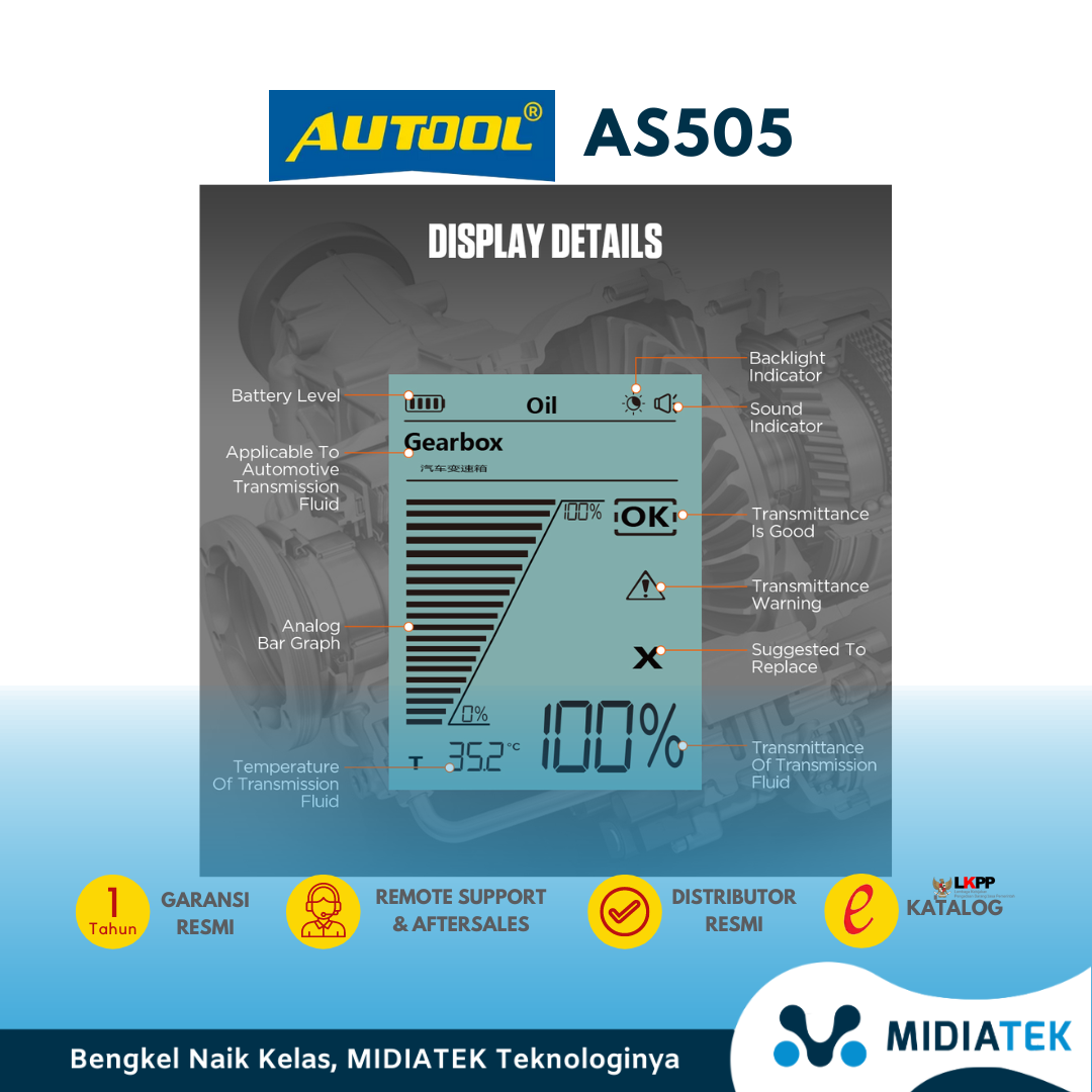 Autool Alat Penguji Oli Transmisi Penukar AS505 Atf Tampilan Digital Untuk Alat Perbaikan Transmisi Mesin Mobil Bensin & Diesel — foto 2