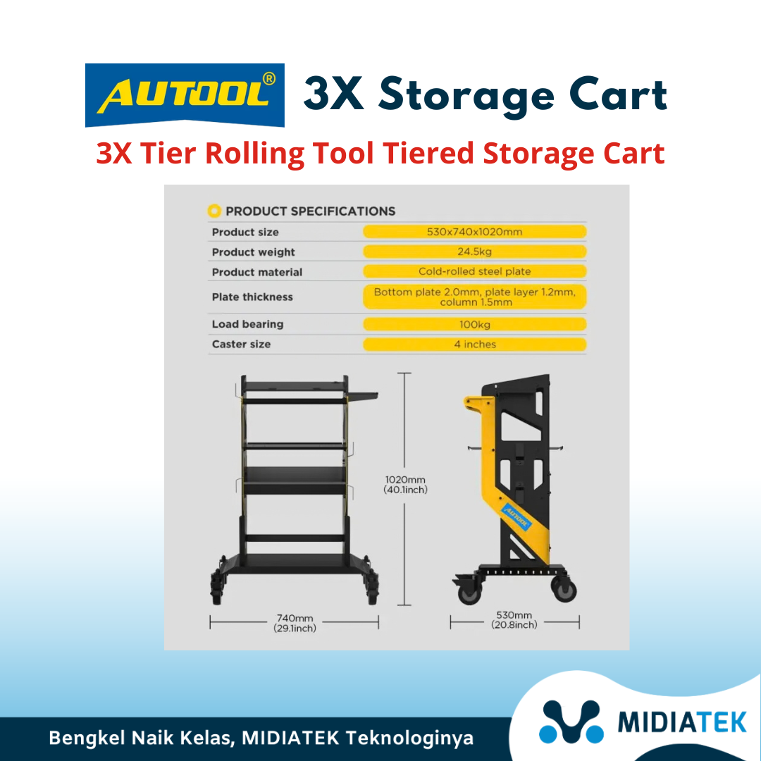 AUTOOL 3X Tier Rolling Tool Tiered Storage Cart — foto 2