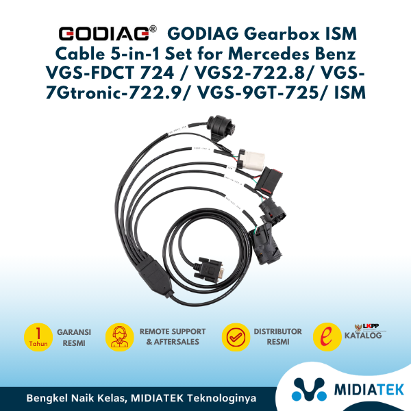 GODIAG Gearbox ISM Cable 5-in-1 Set for Mercedes Benz VGS-FDCT 724 / VGS2-722.8/ VGS-7Gtronic-722.9/ VGS-9GT-725/ ISM — foto 2